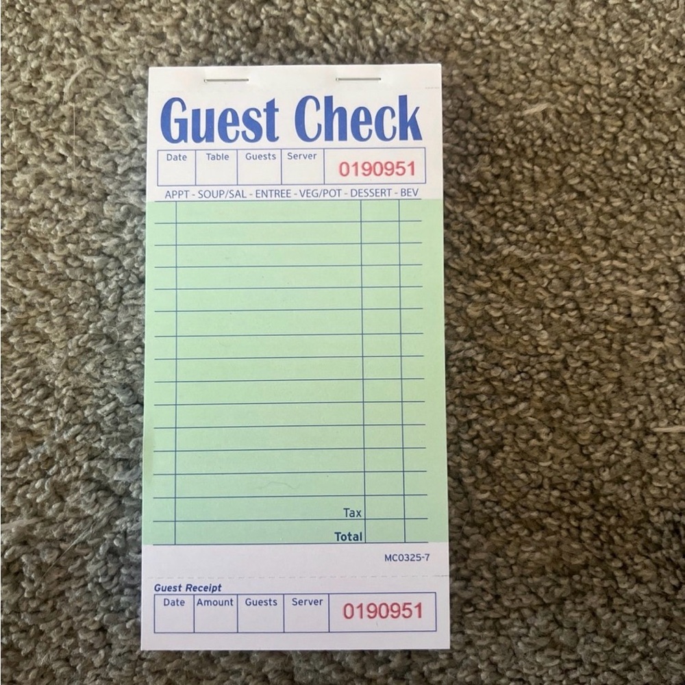 Guest Check Pad